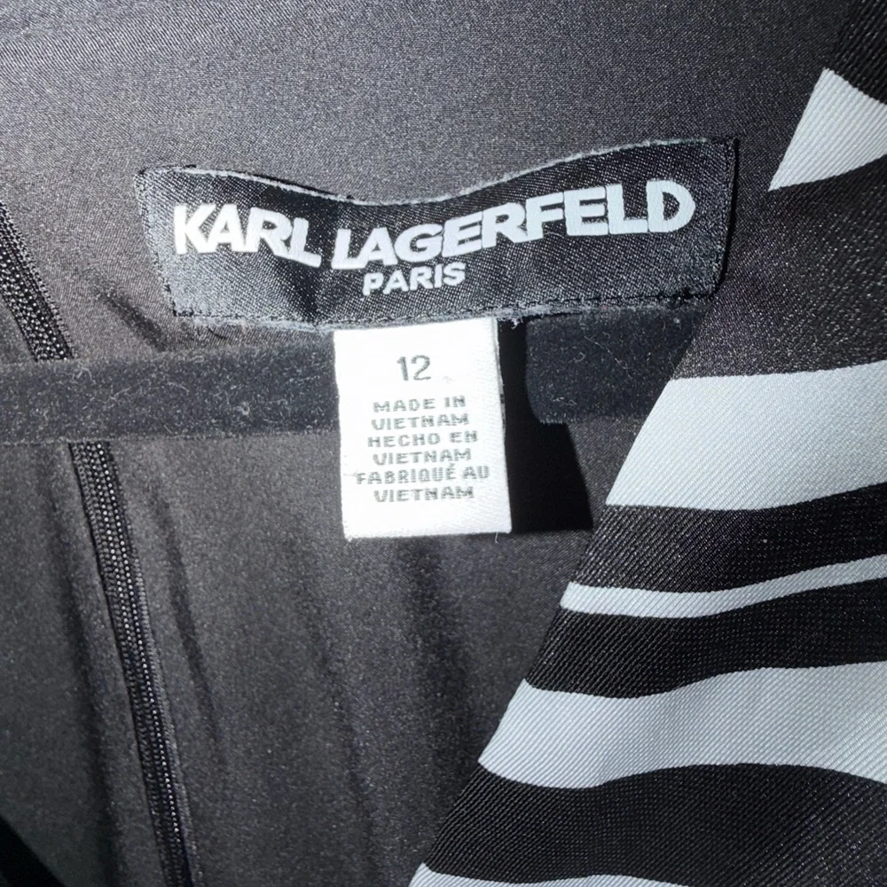 Karl Lagerfeld Geometric Black and White Midi Dress - Picture 3 of 3